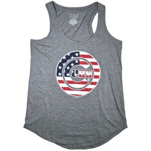 MLB Chicago Cubs Womens XS Tank Top Gray USA Flag Stars Stripes 5th & Ocean